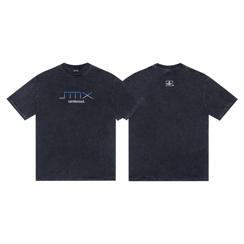130💰S05# SAINT MICHAEL retro high street distressed vinTAGE short-sleeved T-shirt 11 washed black S,M,L,XL